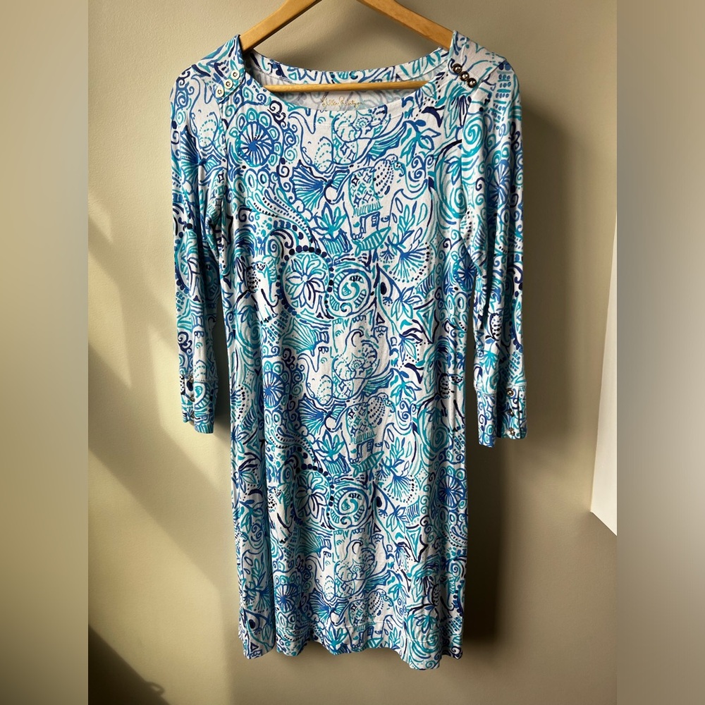 LILLY PULITZER Sophie Dress‎ Lucky Trunks Elephant Floral Stretch Animal Print S